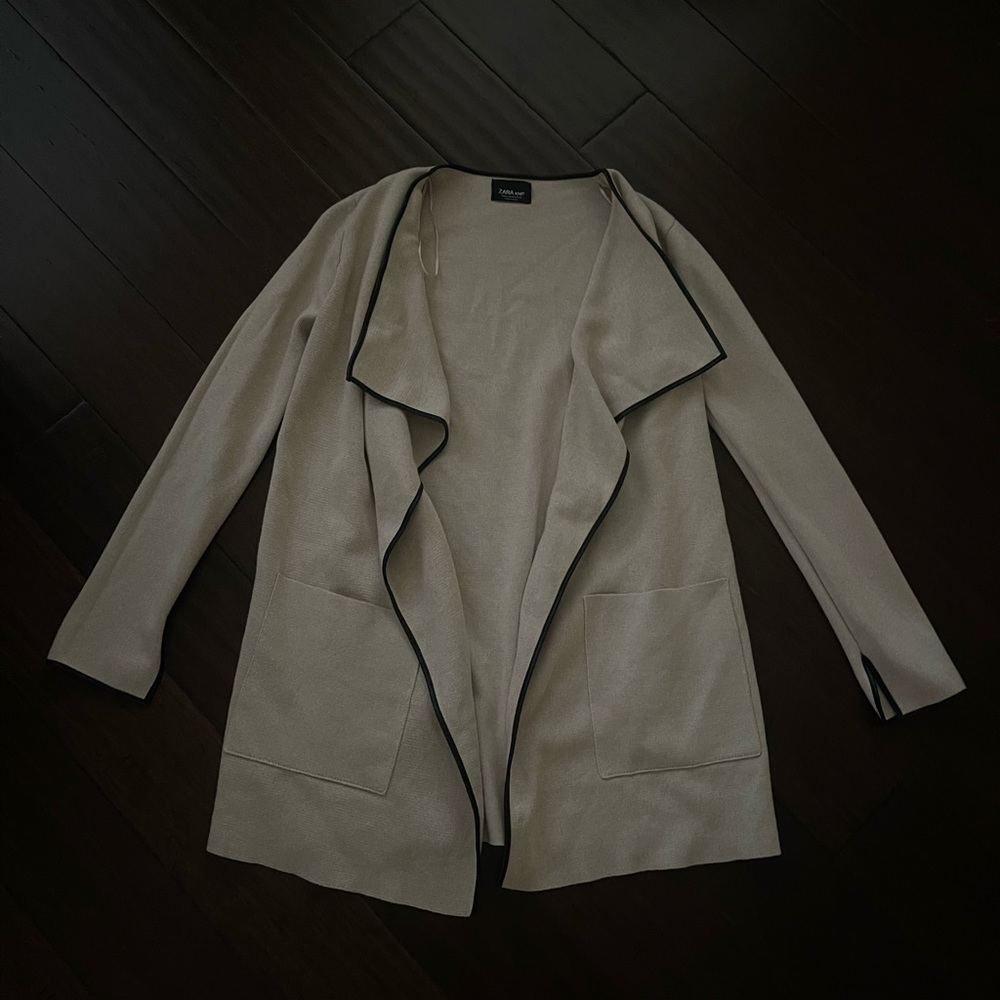 Zara Beige Cardigan with Dark Edging